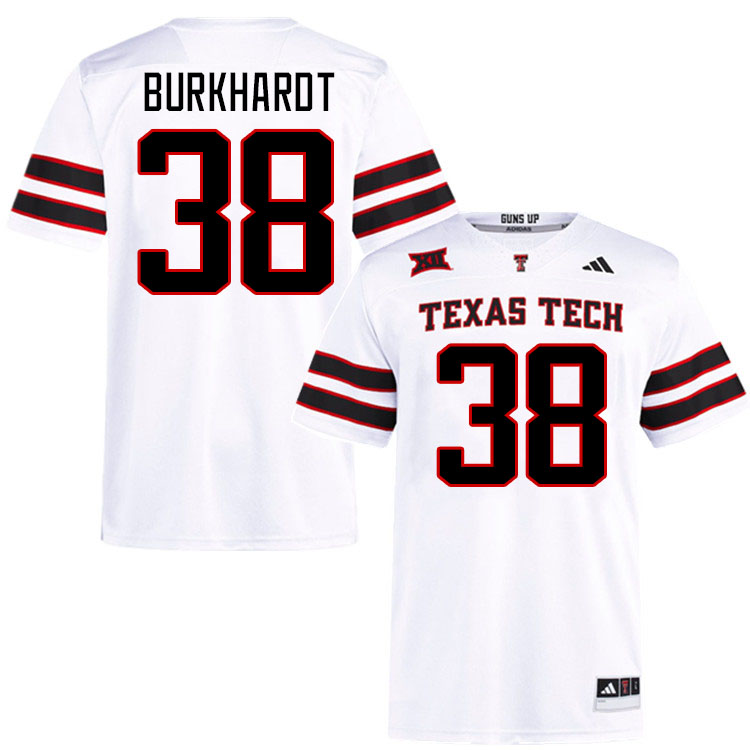 #38 Reese Burkhardt Texas Tech Red Raiders Jerseys College Football Uniforms Stitched-White